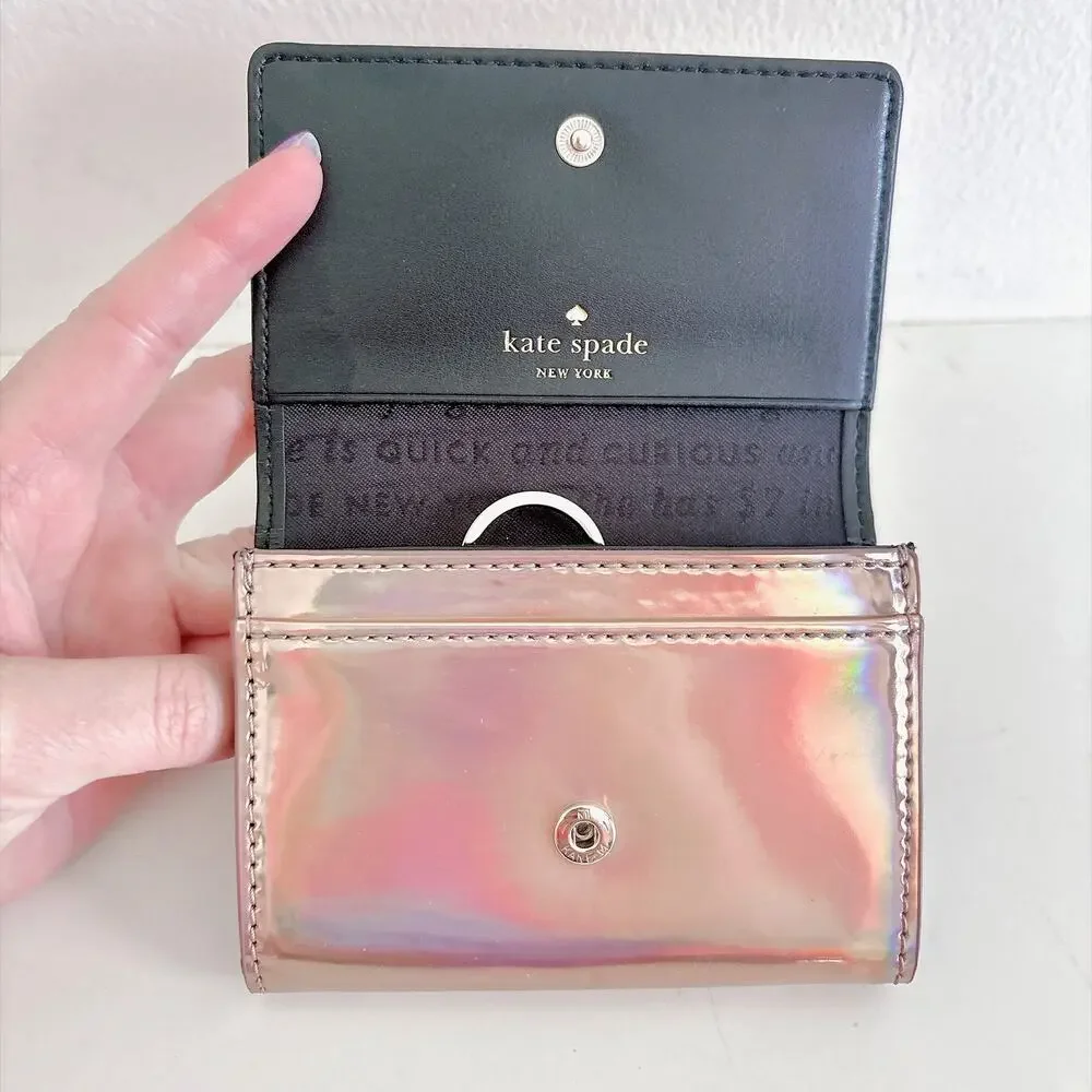 KATE SPADE RAINER LANE DARLA WALLET - HOLOGRAPHIC ROSE GOLD